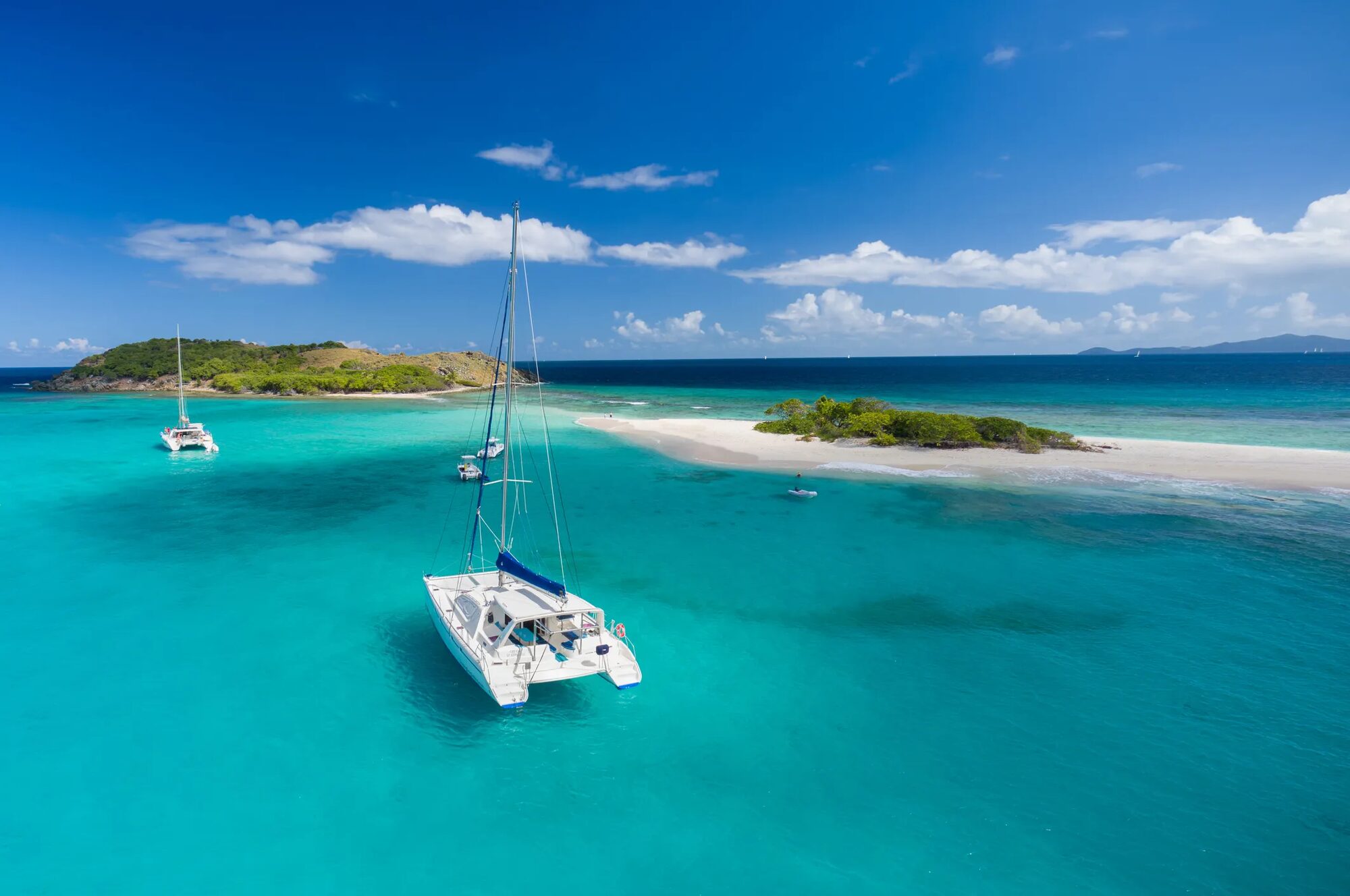 Catamaran in turquoise water, British Virgin Islands